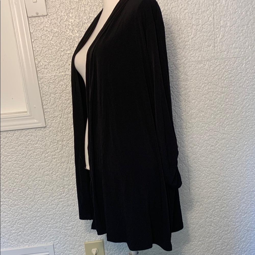 Susan graver liquid knit 3X Elegant Black Open Front Cardigan